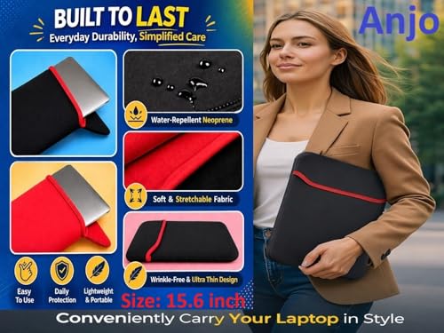 Image of Anjo 7 in 1 Combo Of 15.6 inch & 16:9 Display Aspect Ratios Laptop Screen Protector, KeySkin, Body Lamination Trackpad & Lid (Transparent), Laptop Sleeve Multipurpose, OTG Type C & micro.