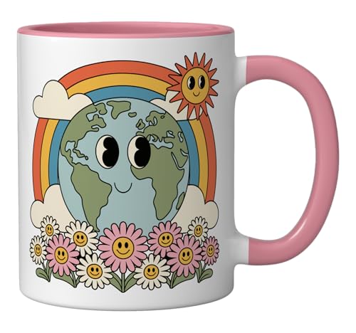 Taza ecológica de cerámica 11 oz rosa/blanca miniatura 2