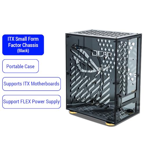 Gabinete compacto para PC Dioche, carcasa portátil pequeña, con panel lateral de plexiglás, color negro miniatura 6