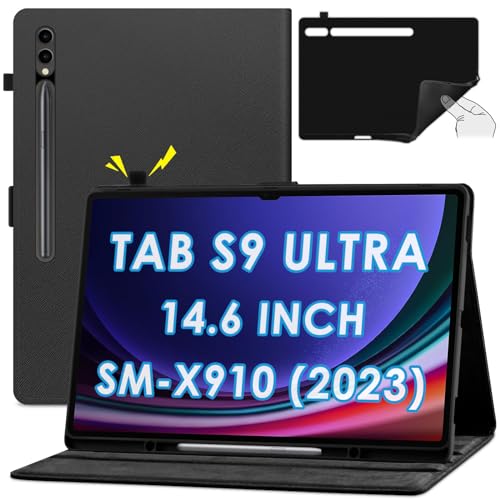 KATUMO Case for Samsung Galaxy Tab S9 Ultra 14.6 Inch 2023(SM-X916B/X910N) Tablet with S Pen Holder, Folio Premium PU Leather Stand Auto Sleep/Wake Silicone TPU Back Business Travel