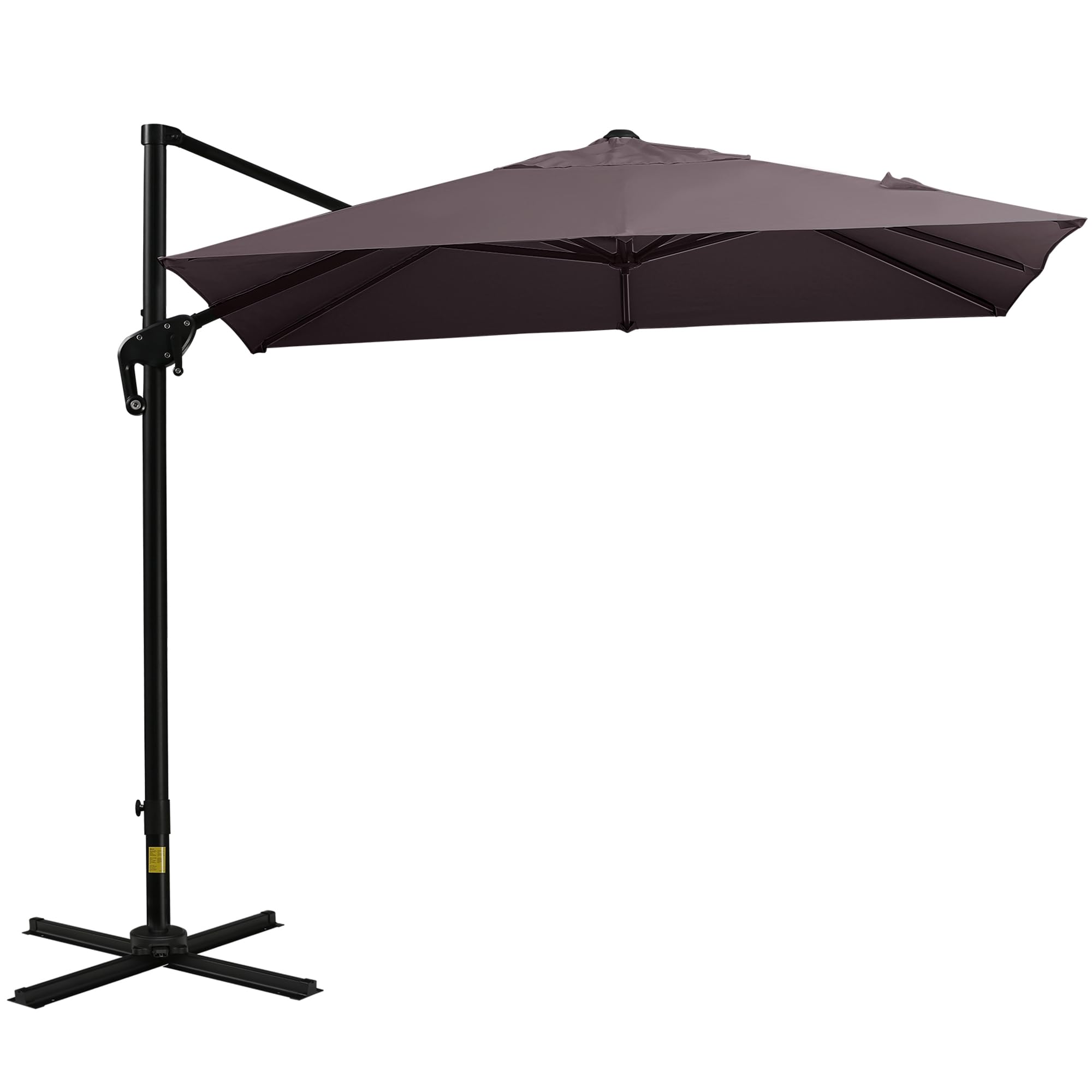 Outsunny 8' x 8' Square Patio Hanging Offset Umbrella with 360° Rotation, Aluminum Outdoor Cantilever Parasol with Crank & Tilt, Sun Canopy Shelter with Cross Base