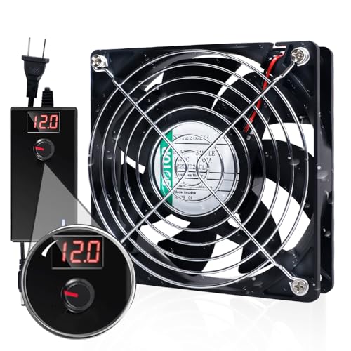 SOTOP IP68 120mm Waterproof Fan with LED Voltage Display Speed Controller, 110V AC 120mm x 25mm, for DIY Cooling Ventilation Exhaust Projects