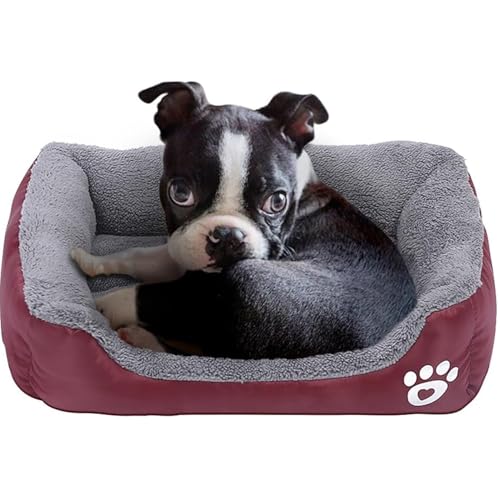 powerking Hundebett, wasserdichtes Haustier Mat Pad und Schlafkissen für Kitty Katze und kleine Hündchen, weich und waschbar （rot）