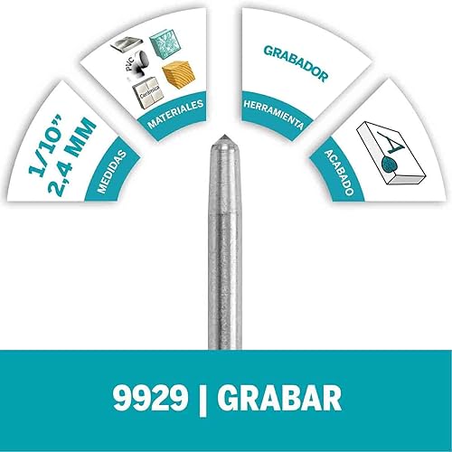 Miniatura 3 de Dremel 9929 - Broca de grabador de herramientas rotativas con punta de diamante perfecta para grabar metal vidrio y madera gris gris
