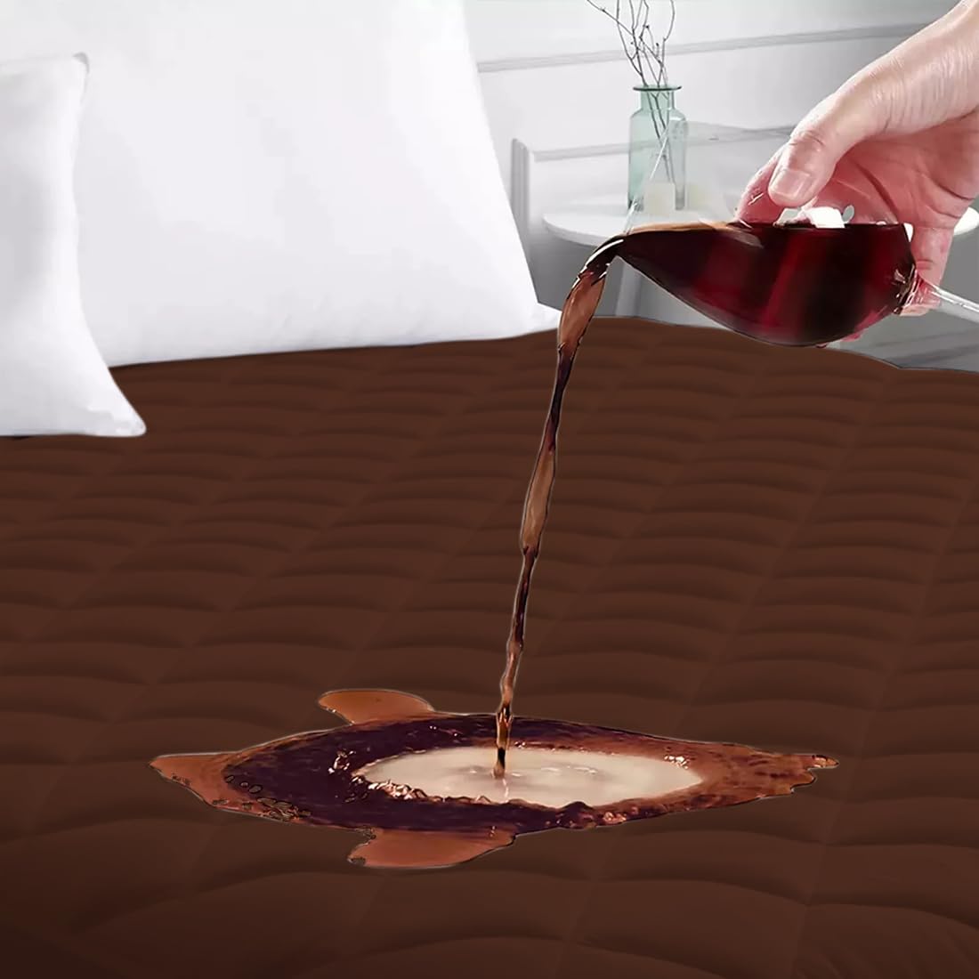 AJISH 100% Waterproof Polycotton Mattress Protector Bed Cover - Corners Elastic - Ultra Soft & Breathable - Best for Hair & Skin - Machine Washable (Queen XL - 66X72 inch | 5.5X6 feet, Brown) (B0B76Q6XMB) Amazon Price History, Amazon Price Tracker
