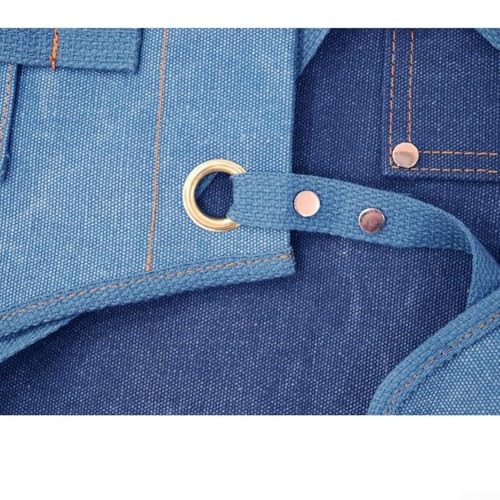 Delantal de trabajo de lona gruesa con múltiples bolsillos, impermeable y resistente al desgaste para carpintería, jardinería y trabajos eléctricos, disponible en (azul claro)