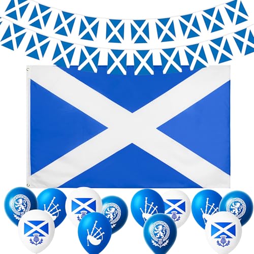Scottish Scotland Flags Bunting World Cup 2026 Merchandise Decorations Burns Night Decorations Scottish Banner Balloons for St. Andrews Day Patriotic Bunting Euro Football Party Decorations