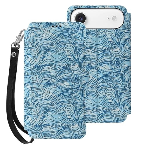 iphone 17用 ケース 波柄 総柄 手帳型 と互換性のある カード収納 いphone17用 カバー 手帳型 Puレザー 横置きスタンド機能 折りたたみ スマホケース スタンド付き アイフォン 17用 ケース 内蔵マグネット 開閉式 財布型 軽量 薄型