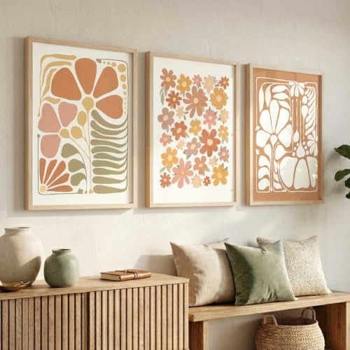Image of kotart Versatile Boho Painting Wall Art Home Decoration Paintings With Frame For Living Room Bed Room Hotel Wall Decor Digital Reprint Set of 3