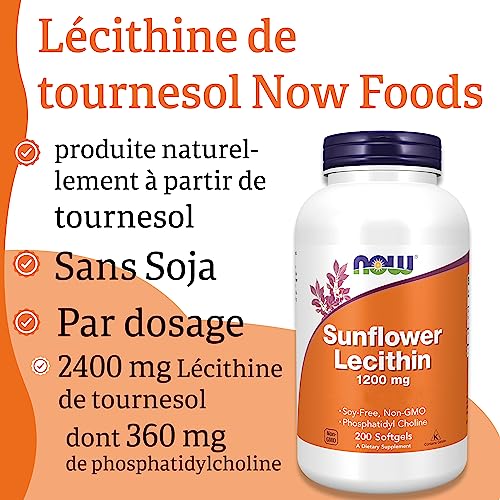Now Foods, Sunflower Lecithin (Lécithine de Tournesol), 1.200 mg, 200 Capsules molles, Testé en Laboratoire, Sans Gluten, Sans Soja – Image 5