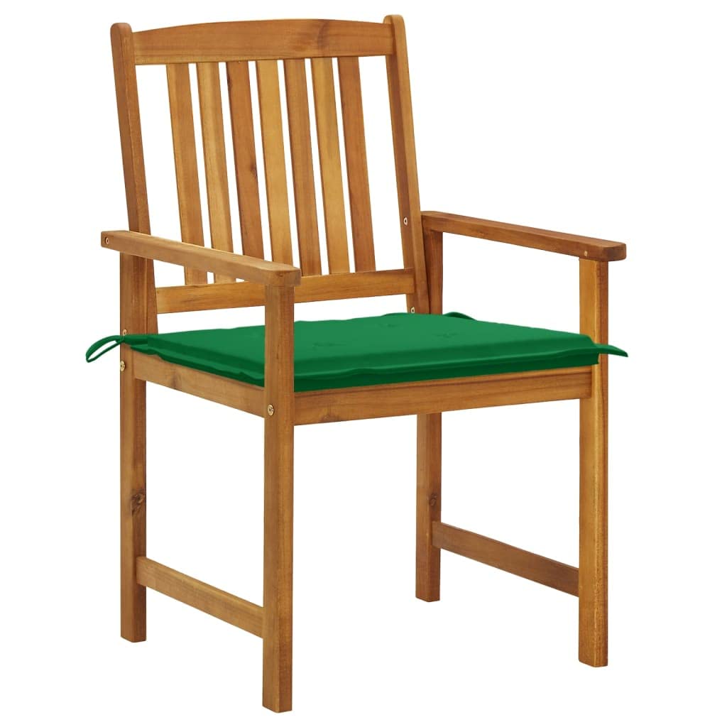 Sillas de jardín de madera de acacia con acolchado, 8 unidades, madera maciza con cojín, juego de acacia para terraza, balcón, soporta hasta 110 kg