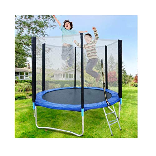 8 FT Household Outdoor Trampoline for Kids Adult, Large Bungee Bed Jumping Mat and Spring Cover Padding with Safety Enclosure Net, Parent-Child Interactive Game Fitness Equipment