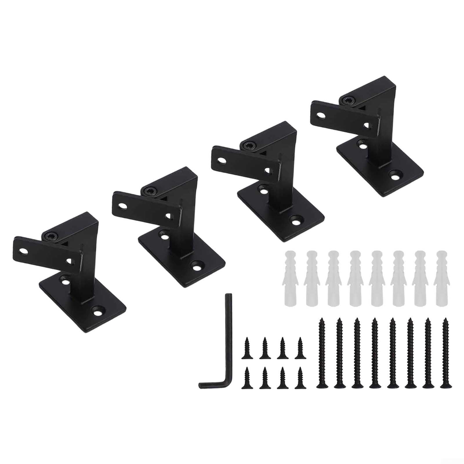 Staffa regolabile per corrimano, 4 pezzi, supporto per ringhiera in ferro battuto, kit di supporto per balaustra per scale fai da te per tubi metallici o aste in legno