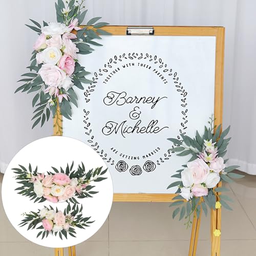 Arche de mariage 2 pièces fleurs roses réutilisable et résistant pour décoration de fête
