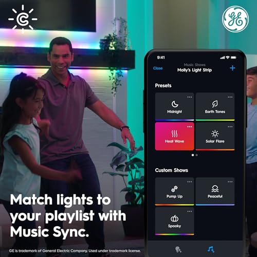 Cync GE Dynamic Effects Smart LED Light Strip Extension, Room Décor Aesthetic Color Changing Lights, LED Lights for Bedroom and TV, Works with Amazon Alexa and Google, 8 Ft Extension ONLY