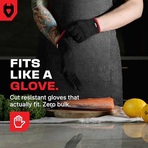 Image of NoCry Premium Cut Resistant Gloves Food Grade - Level 5 Protection; Ambidextrous; Machine Washable; Superior Comfort and Dexterity; Lightweight - Perfect Cutting Gloves or Mandolin Glove