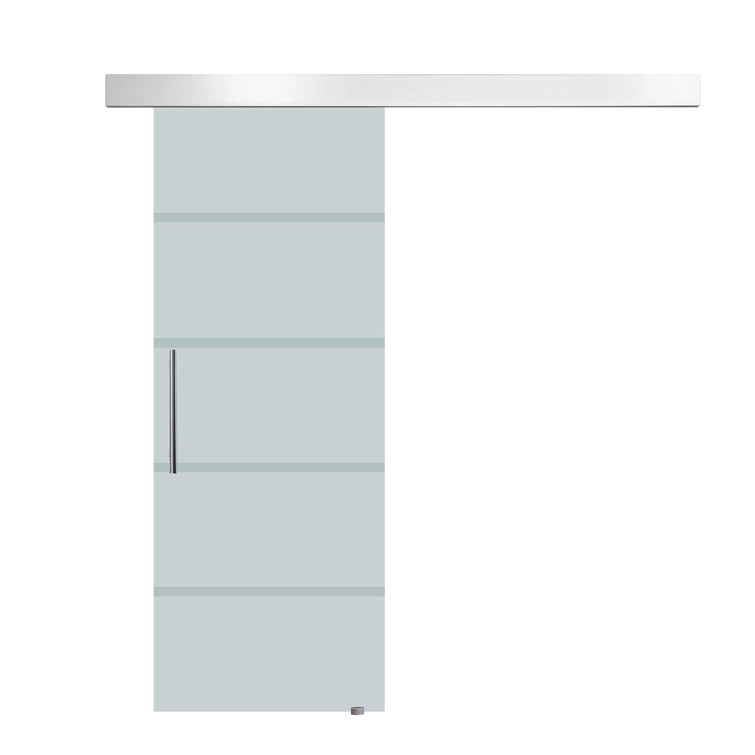 HOMCOM Puerta Corrediza de Vidrio Puerta Corredera Deslizante de Cristal Seguridad 77,5x205 cm