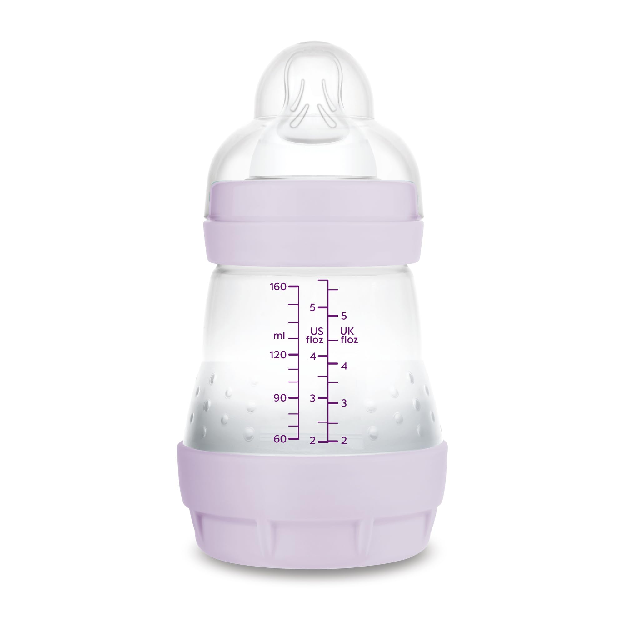 MAM Anti-Colic Bottle, Newborn, 0-2 Months, 160 ml, with 1 Slow Flow Silicone Teat Easy Acceptance, Self-Sterilizable and Easy to Clean, Easy Start Anti-Colic, Matte Pink, Pack of 1