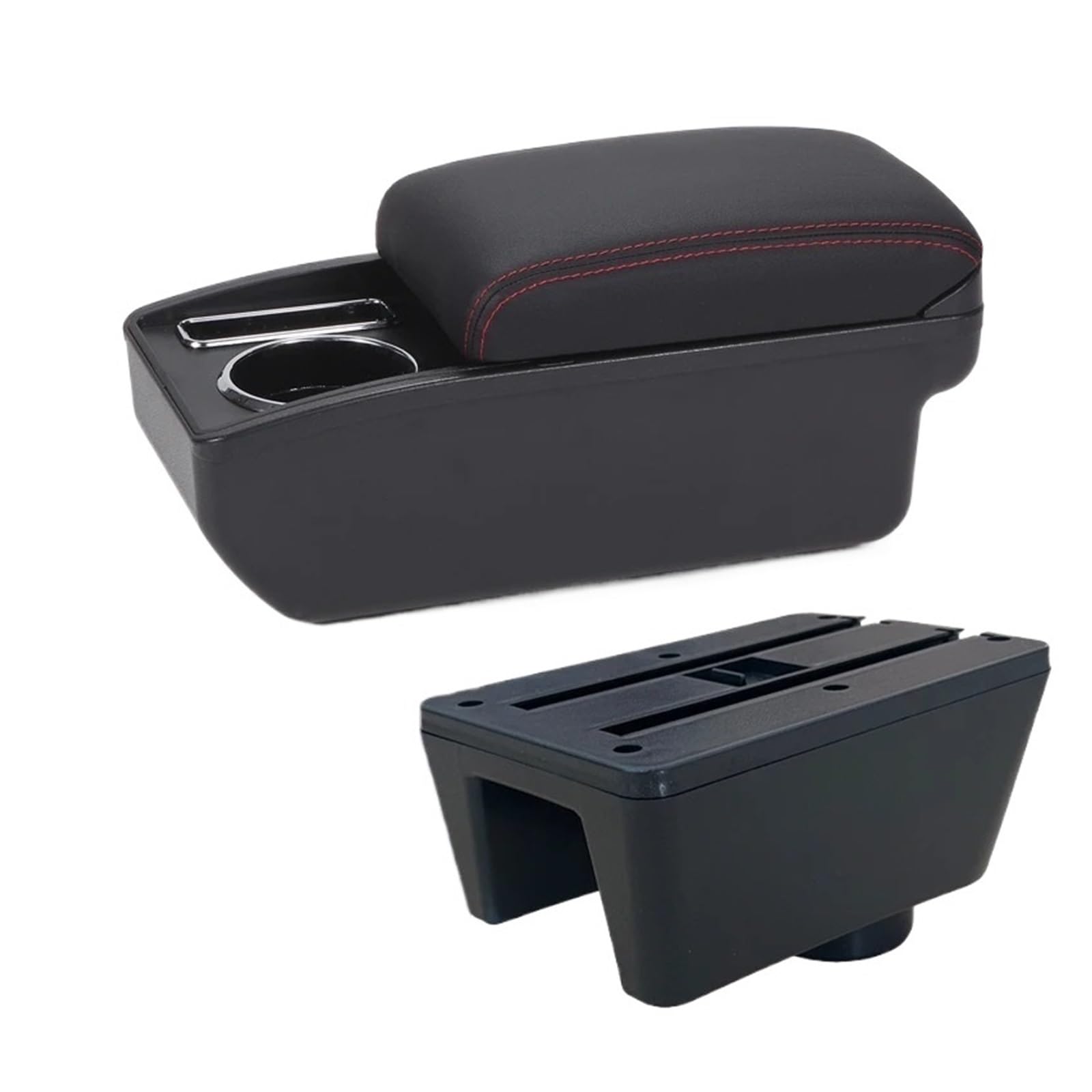 UMDJJU For Seat For Ibiza 6j 6L Armrest Box Car Auto Storage Retrofit Parts Interior Accessories Car Centre Console Armrest Box(C1 Black red NO USB)