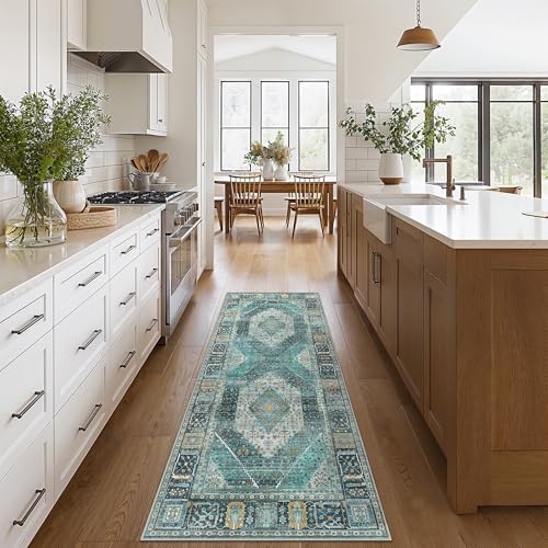 GENIMO 2x10 Non Slip Hallway Runner Rug, Machine Washable, Thin & Low Pile Lightweight for Kitchen, Laundry, Entryway, Bedroom & Living Room
