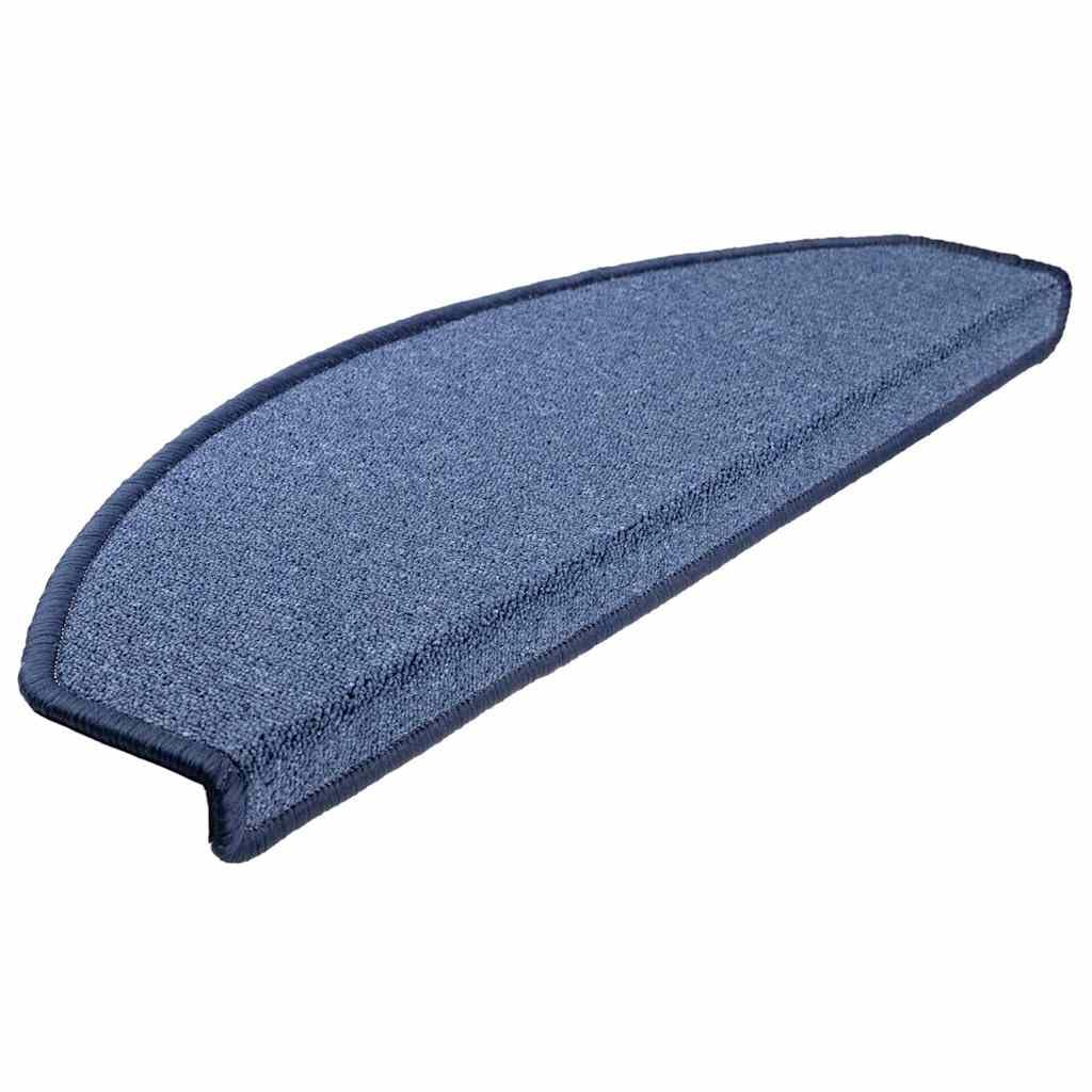 15 pcs Tapis d'escalier 65x24x4 cm Bleu