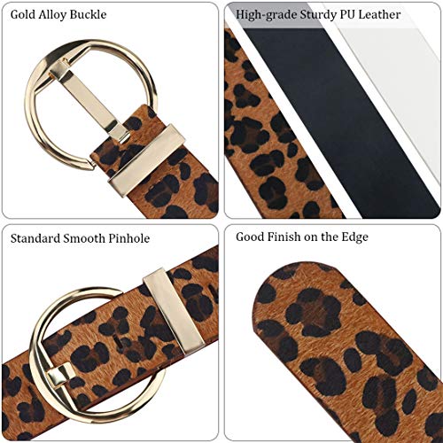 Women’s Leopard Print Leather Belts for Women, Cheetah Print Belt, Width 1.46"3