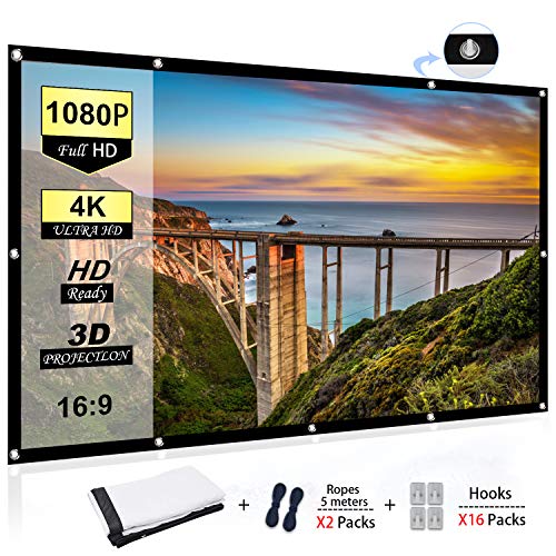 Portable Projector Screen 100 inch, 16:9 Foldable Anti-Crease HD 3D Indoor and Outdoor