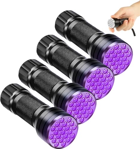 E-FINDS ブラックライト UVライト 紫外線ライト LED 紫外線 ペンライト ネイルライト ハンディーライト UV 懐中電灯 UV レジン 汚れ 釣り 蓄光力 絨毯 尿跡 アニサキスライト (21灯 4本セット)