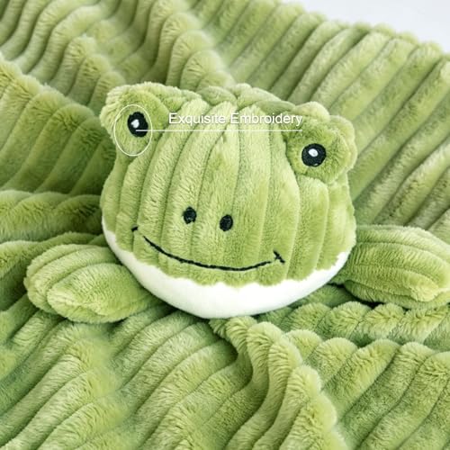 Image of Baby Security Blanket for Boys and Girls Lovey Frog 15 Inch Green