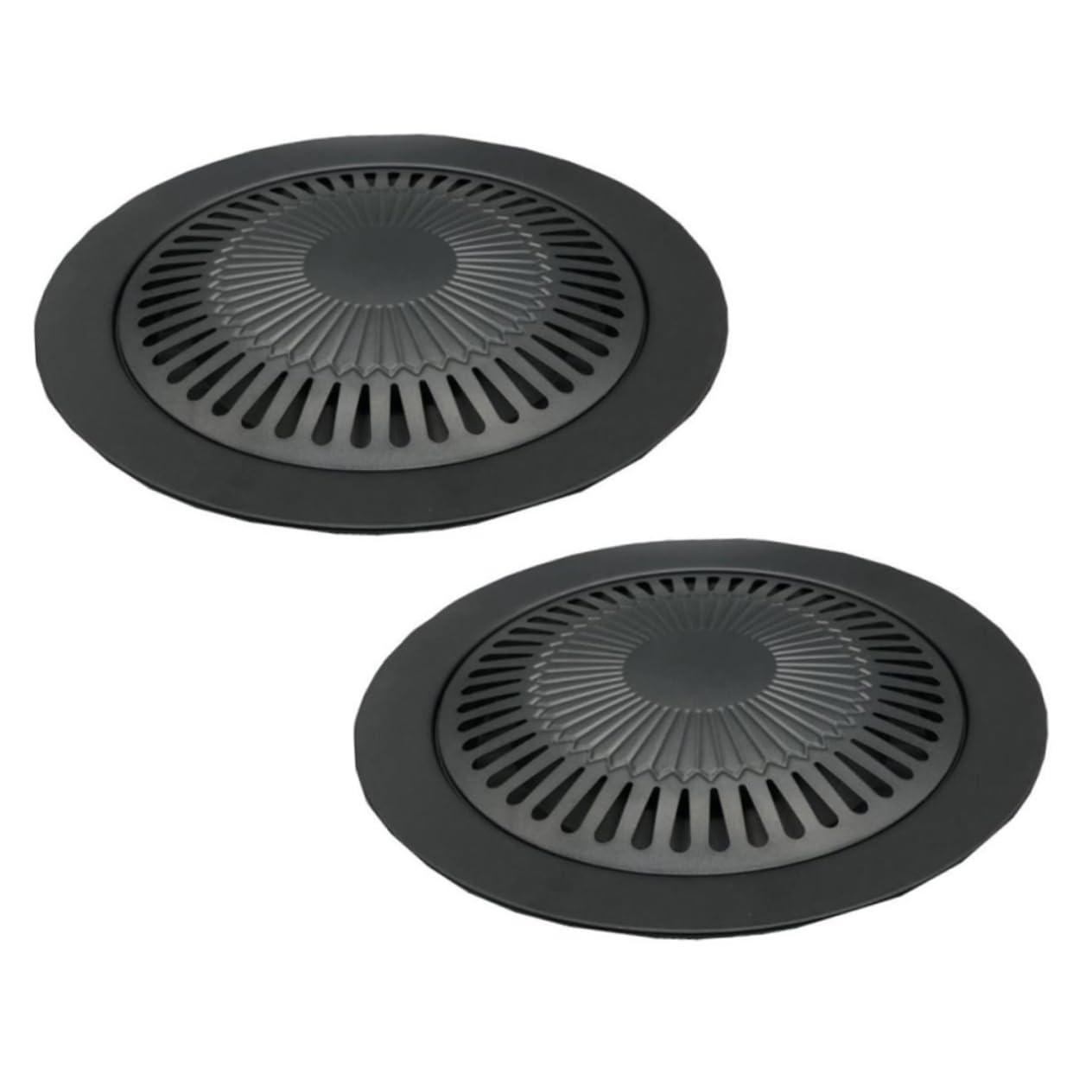 KICHOUSE 2-piece Outdoor Grill Pan Set Portable Bbq Tray Non-stick Coating for Camping Yard Bbqs Iron Grill Plate Even Heat Distribution Easy to Carry Store