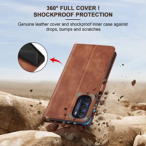 Image of Jasonyu Flip Wallet Case for Moto G Stylus 5G (2022),Brown