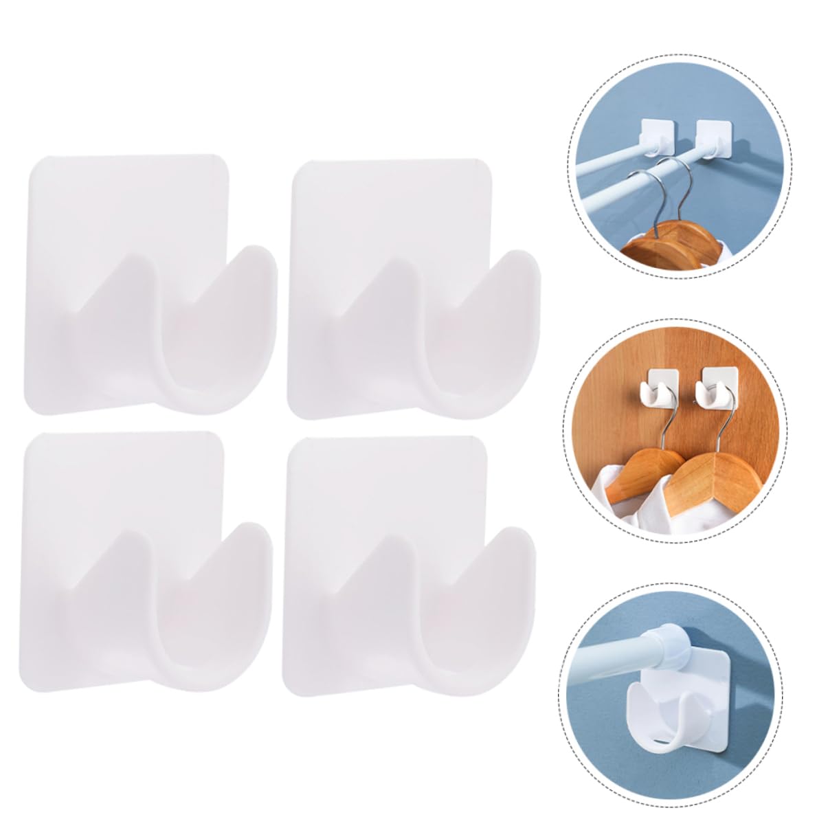 Lot de 4 supports de tringle à rideaux autocollants robustes pour tringle de douche, support solide pour la décoration et l'organisation de la maison
