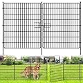 10 Panels No Dig Fence with Gate, 40 in(H) X 24 ft(L) Garden Decorative Fence Animal Barrier for Dogs, Rustproof Metal Garden Edging Border for Outdoor, Yard, Patio, Black