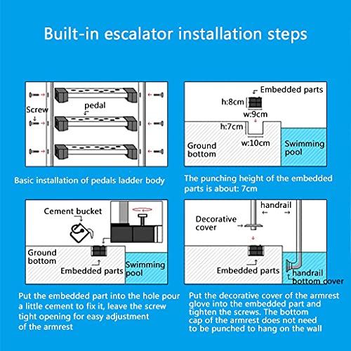 Escalera para piscina de acero inoxidable con 3 peldaños antideslizantes miniatura 6