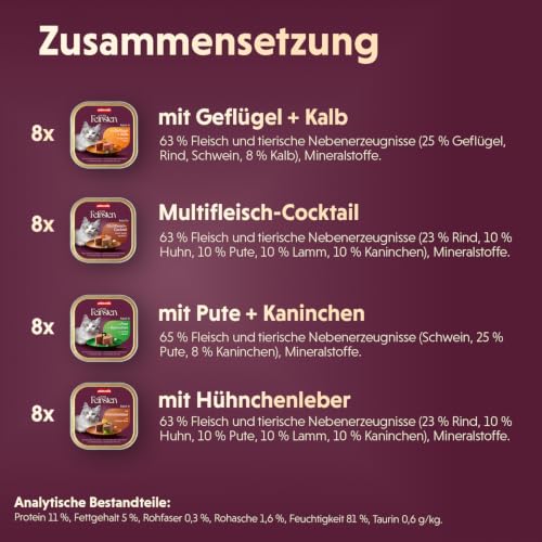 animonda Vom Feinsten Katzenfutter nass Adult Vielfalt (32 x 100 g)