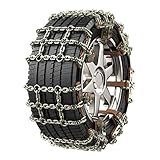 Verdickung der Stahlplatte: Das Verdickungs- und Verbreiterungsdesign bricht nicht und die enorme Spannung lässt die Schneekette fest am Reifen anliegen. Einteiliges Stanzdesign aus dickem Stahlblech, keine Verformung.