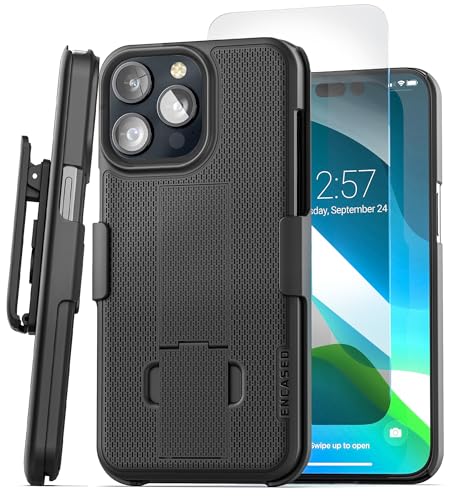 Encased HC339 Duraclip Holster Designed For Iphone 15 Pro Max Case With Belt Clip And Screen Protector cover