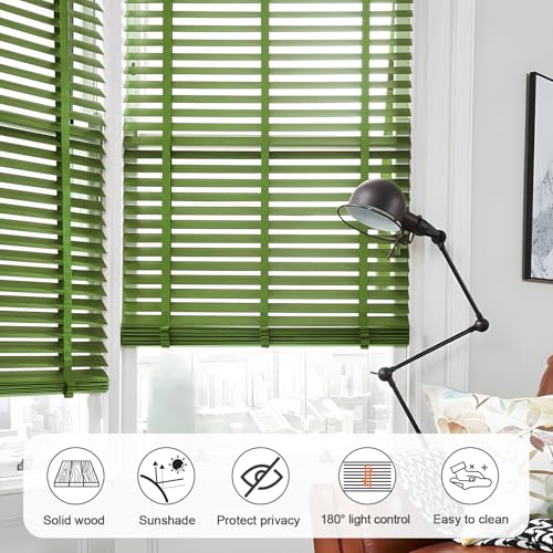 2" Slats Wood Blinds for Indoor Windows, Custom Wood Window Blinds, Wooden Venetian Horizontal Blinds & Shades for Indoor Windows, Office, Living Room, Bedroom