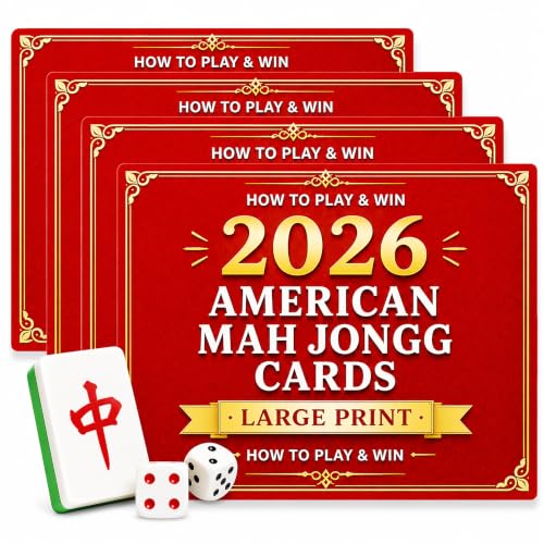 yicwusy Mahjong Cards 2026 4PCS American Mah Jongg Rule and Score Cards Large Print Easy-to-Read Foldable Reference Cards for Game Night Clubs Beginners and Seniors