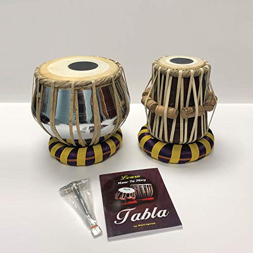 Satnam Steel Bayan Hand Crafted Steel Tabla Drum Set For Student And Beginners With Tabla Set Gig Bag | Tabla Set Hammer | Tabla Set - Music Book | Tabla Cushions & Cover - Made In India #TOP1