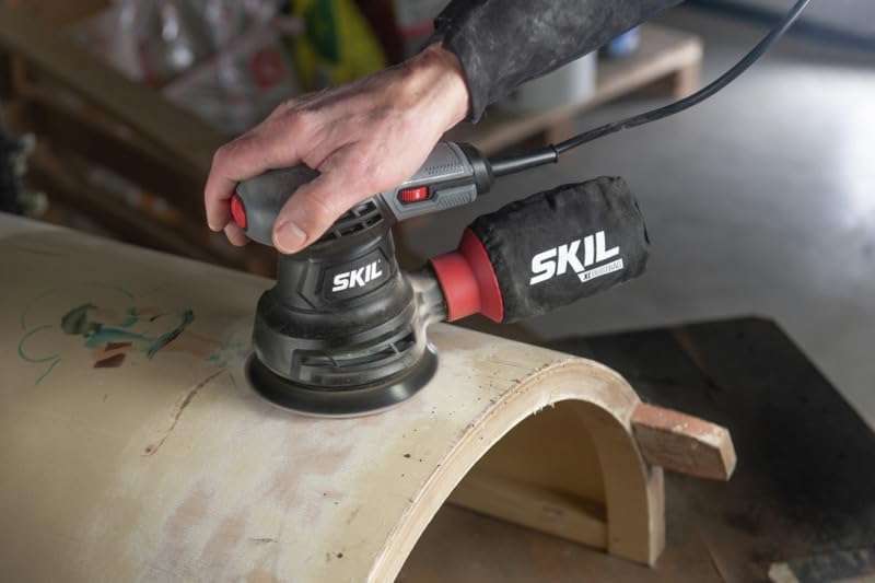 Skil 7422 AA szlifierka mimośrodowa o mocy 300 W i 3 arkuszach szlifierskich (z przełącznikiem gazowym, ergonomiczne zastosowanie jedną ręką, zintegrowany system zbierania kurzu, szlifierka)