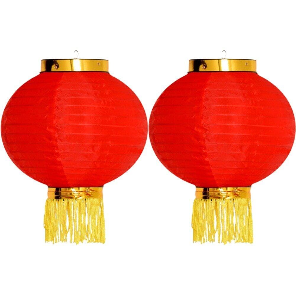 中華風提灯 【ブラウン】 AJP 10ピース/ロットラウンド防水ナイロンランタン屋外吊り下げシルクランピオングランドイベント装飾誕生日パーティーウ 🎌