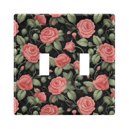 UMIRIKO Red Rose Light Switch Cover Plate Covers Decorative Double Toggle Home Decor 202a8708