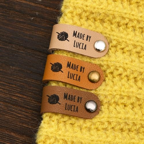 Étiquettes personnalisées en cuir pour projets de crochet et tricot créatif - 50 pièces