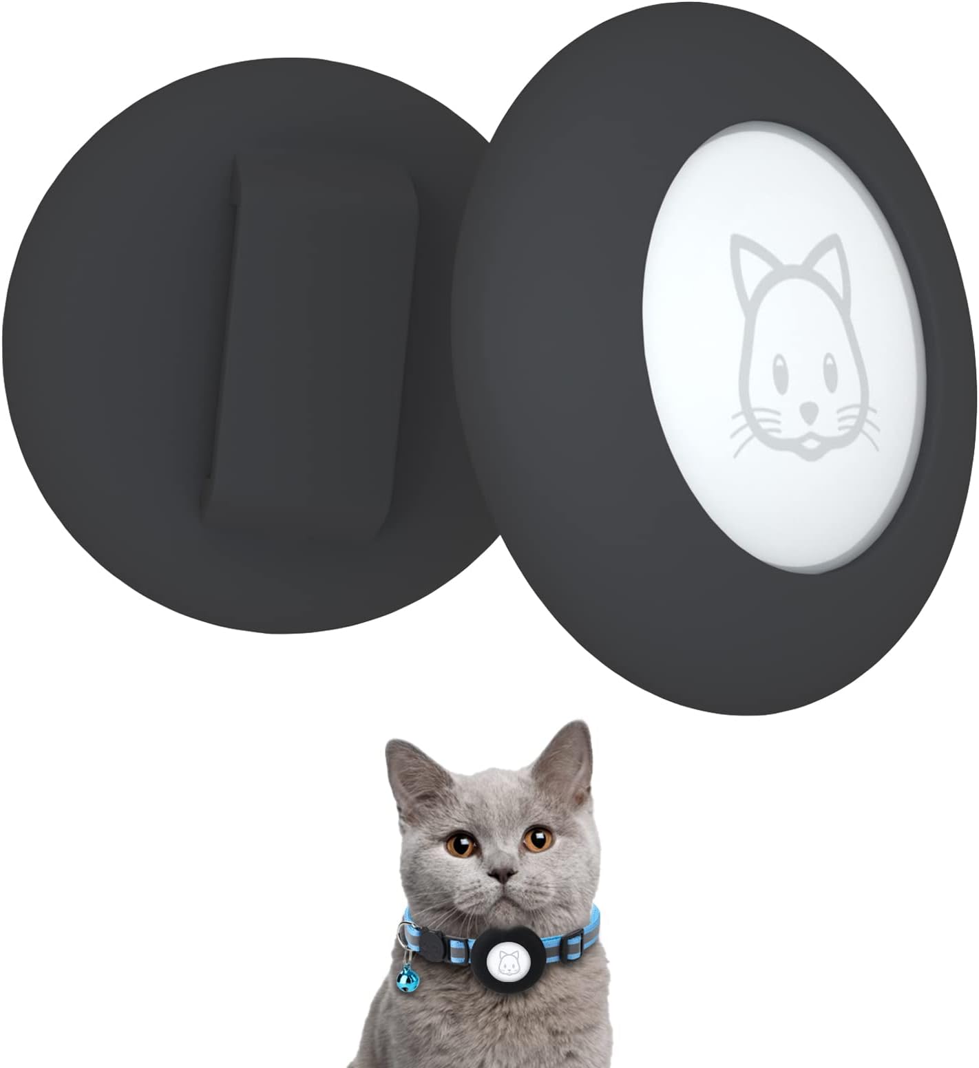 SimpleThings Air-tag Cat Collar Holder, Pet Silicone Protective Case for Air-tag, 2Pack Waterproof Case Cover for Apple Air-tag Cat Dog Pet Collar Within 3/8 inch