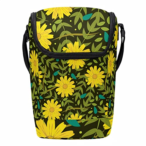 Lonchera para el trabajo y escuela con aislamiento térmico diseño flores amarillas 2