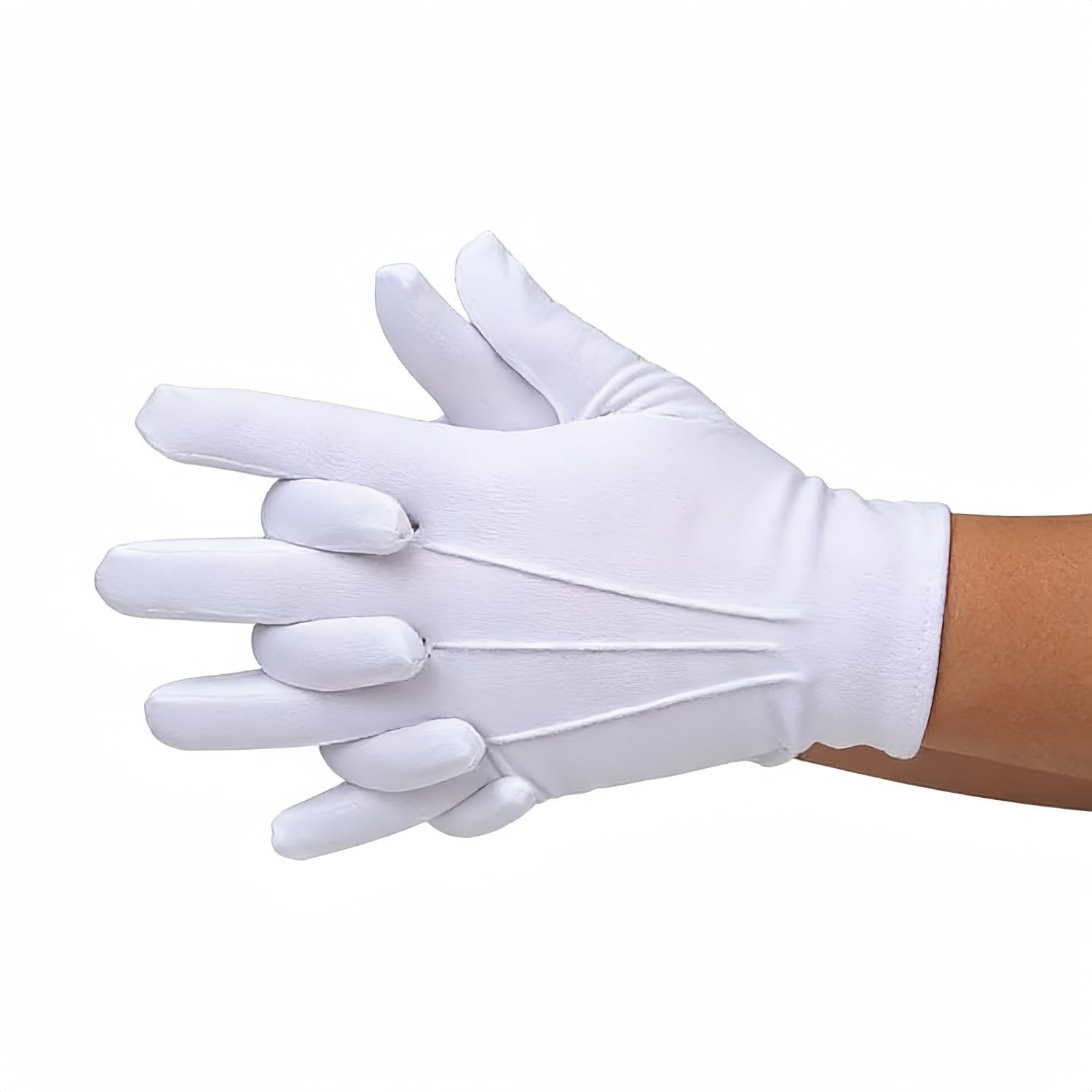 Gjfwqc Men's White Two Pairs Adult Uniform Gloves - Comfortable, Non Slip,Breathable, Soft And Reusable, Used For Dining, Weddings,Ceremonies,Events,Churches, Jewelry Inspection,Parades,And Military Bands