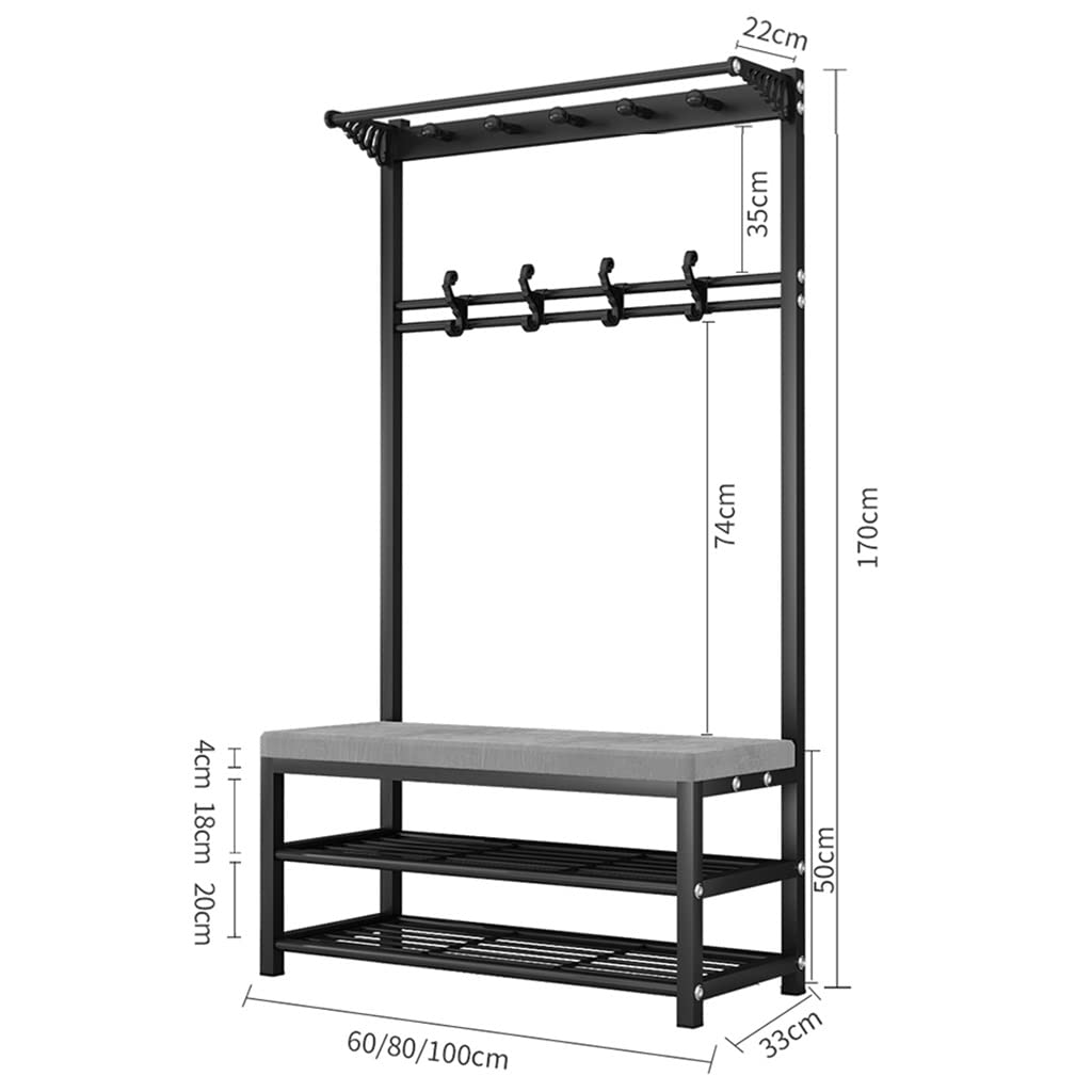 Portabiti Da Parete Industriale In Ferro Con 4 Ripiani In Legno - 79,5x11,4x67 Cm, Nero - Espositore Per Abbigliamento, Cappelli E Accessori
