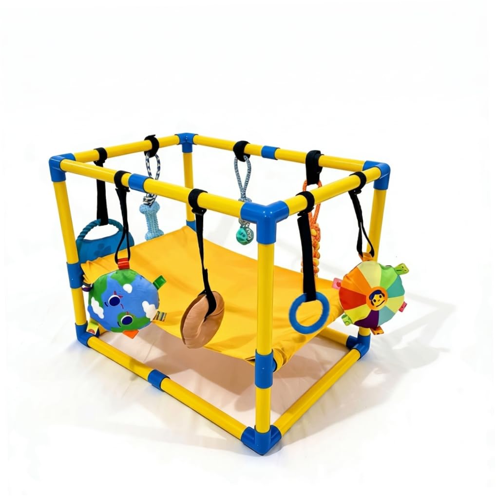 Puppy Play Gym, Dog Play Gym With Hanging Toys & Hammock Sturdy Pvc Puppy Playground, Interactive Dog Activity Toys, 23.62×15.75×16.93 Inch.