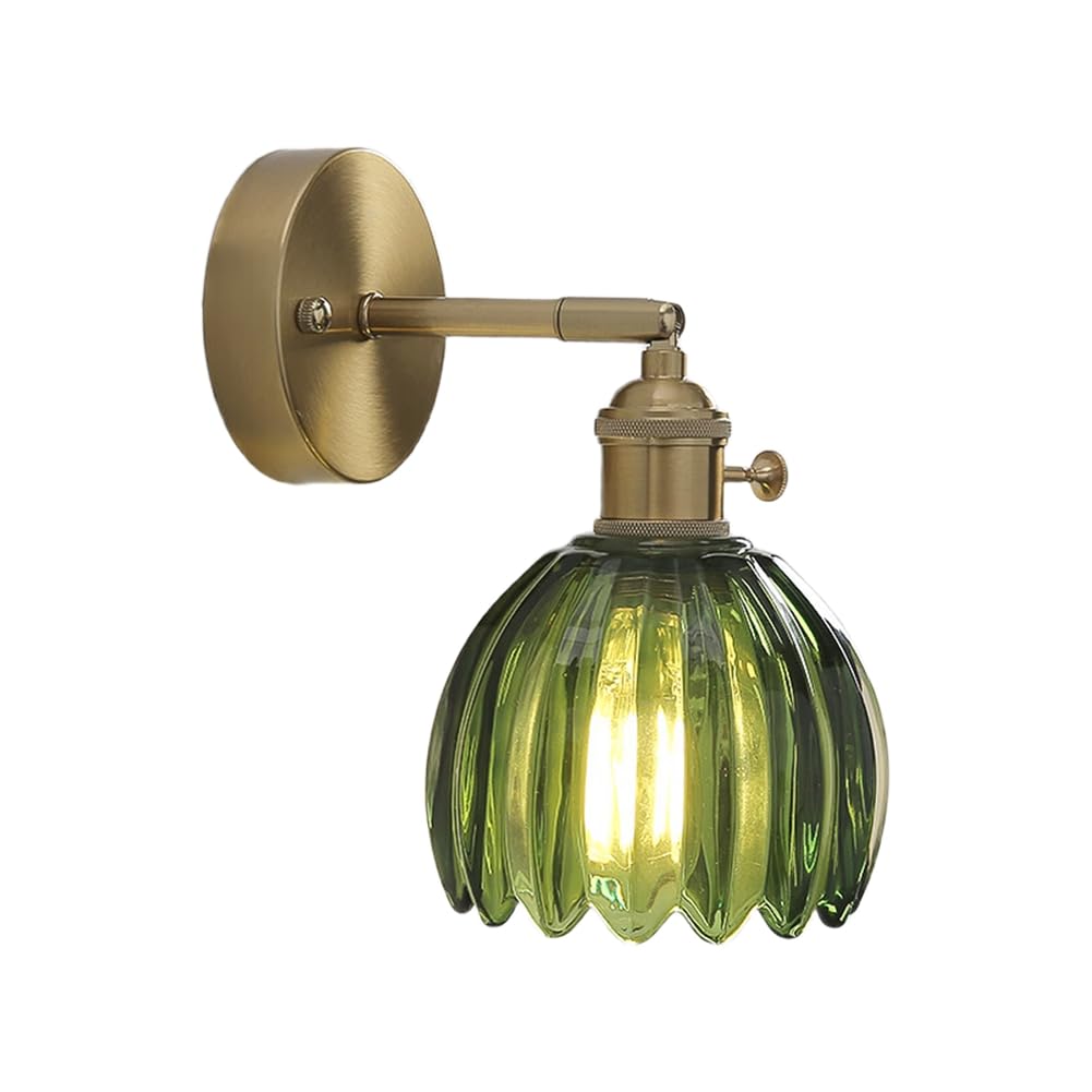 UDSKNV[KSL Nordic Vintage Wall Lamp Nordic Retro Wall Lamp Tulip Glass Wall Lamp Bedroom Door Lamp Bedroom Door Lamp Bedside Lights Green